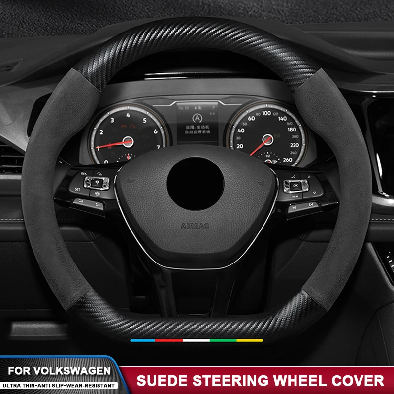 

Anti-Slip Suede Carbon Fiber Steering Wheel Cover For VW Volkswagen GTI Polo Golf 5 6 7 Passat Tiguan Arteon Touareg Taigo Caddy