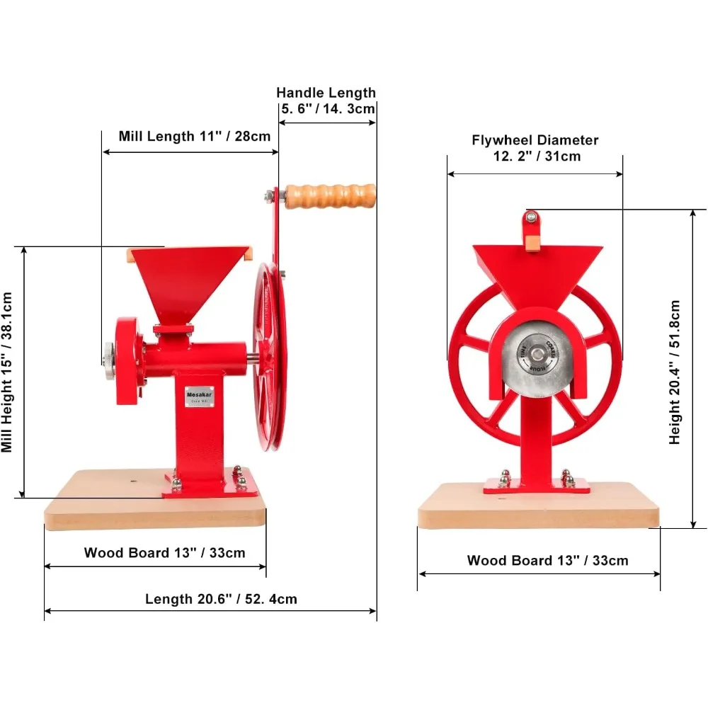 Manuelle Handkornmühle. Küchenweizenmehlmühle. Exklusiver Click & Lock-Einstellknopf. Schleifgrate aus Edelstahl