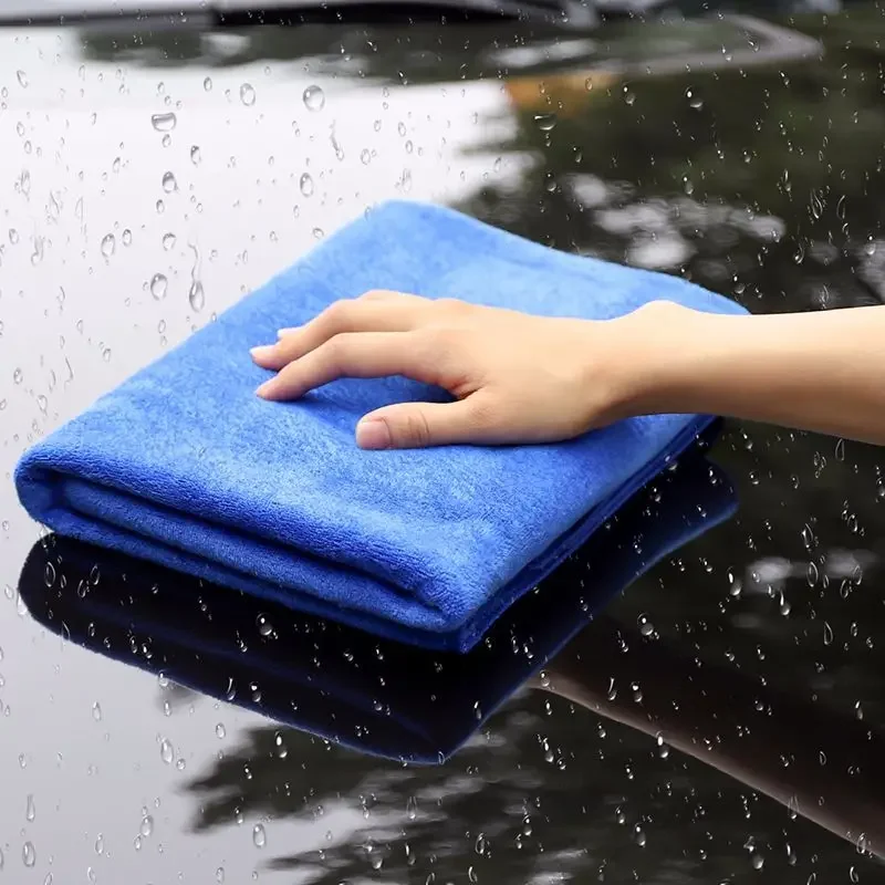 Microfiber Cleaning Towel Thicken Soft Drying Cloth Car Body Washing Towels Home Kitchen Double Layer Clean Rags Blue 20 25cm