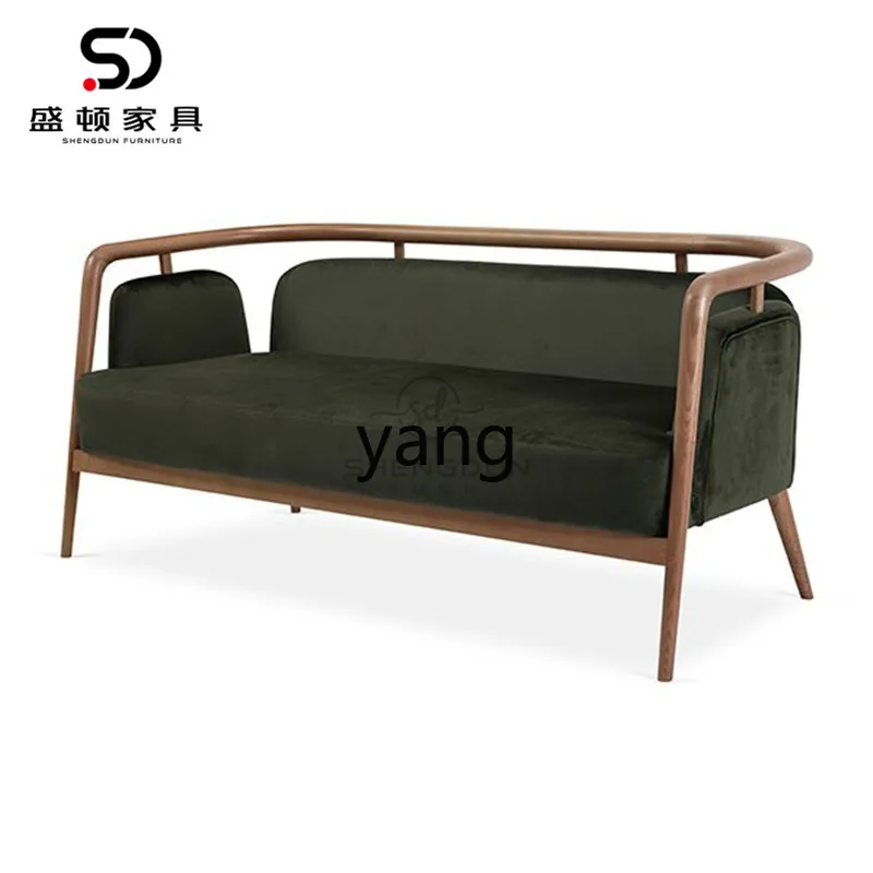 Yjq New Chinese Style Solid Wood Cloth Craft Sofa Simple Modern Sample Room Designer Casual Business Sofa