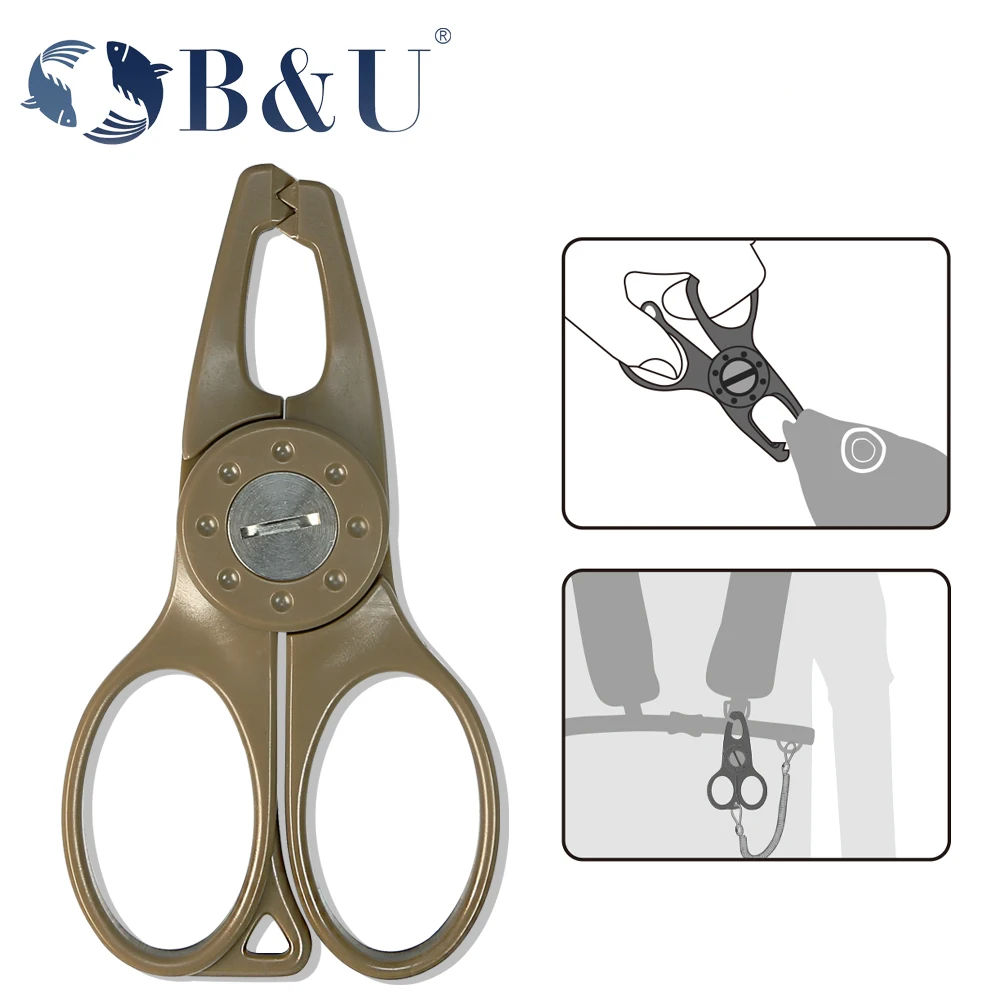 B&U Bait Clip Fish Lip Fishing Accessories Tackle Control Scissor Snip Fishing Grip Set Nipper Pincer Tool Clamp Cutter Plier