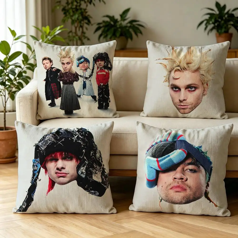 Funda de almohada con estampado de doble cara de S-Summer Band, 5 S-Seconds of S-Summer Band, para sofá, sala de estar, decoración de oficina en casa, funda protectora