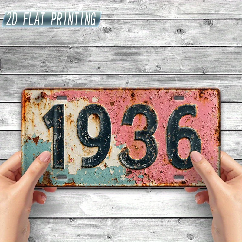 2D Flat - 1pc 2D Flat Vintage Aluminum Sign | 1936 Retro Home Decor, Vintage Wall Art, Engine Bay Decor, Classic Industrial Deco