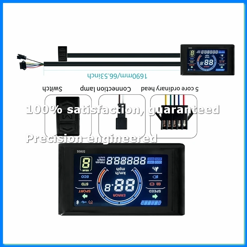 

24-72V E-Bike LCD-S966 Colorful Display Control Panel with NFC Function SM Plug Electric Bicycle Accessories-ABYS
