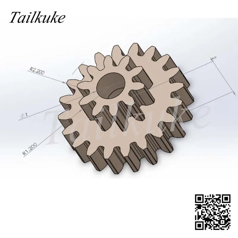 10t/20t Duplex Miniature Gears, Metal Gears, Brass Gears, 0.2 Modulus