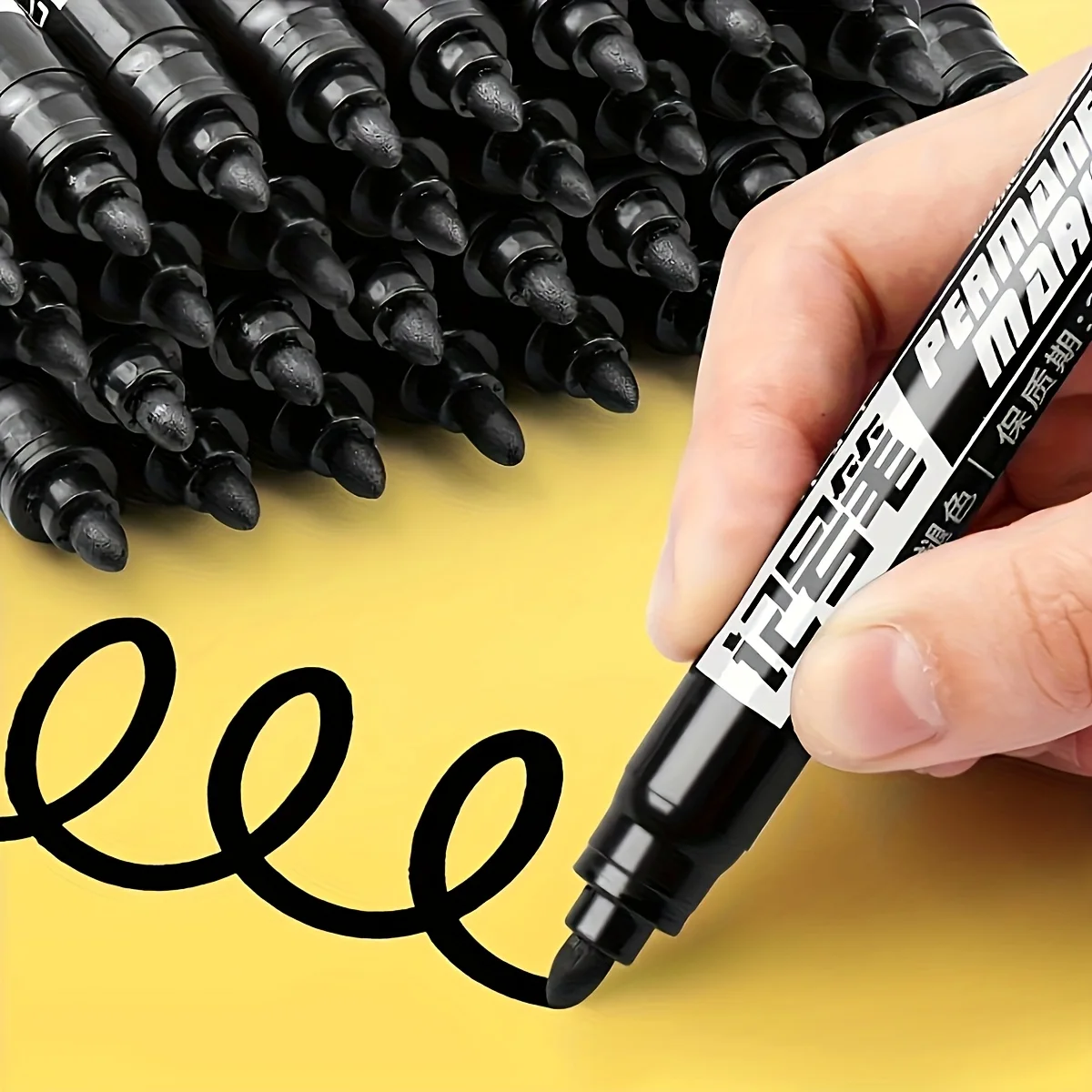 10/20-teiliges Permanentmarker-Set, schwarze wasserfeste Tintenstifte für den industriellen und künstlerischen Einsatz im Büro, Büroschreibutensilien, Markerstifte für Studenten – Detail 4