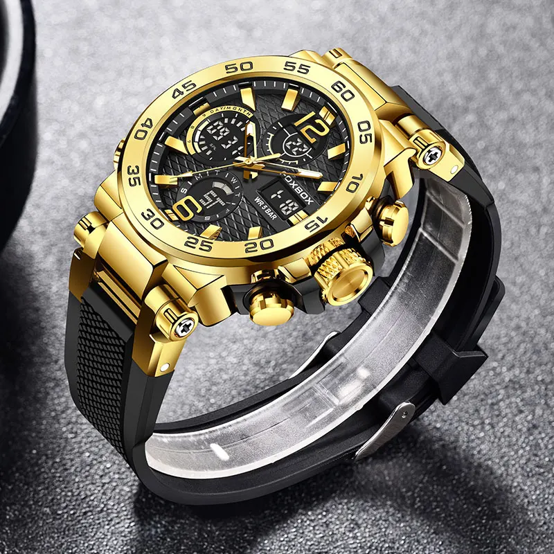 FOXBOX Business Watch Men Fashion Diver Watch Men Top Brand Luxury Sport Waterproof Military Chronograph Relógio Masculino+BOX