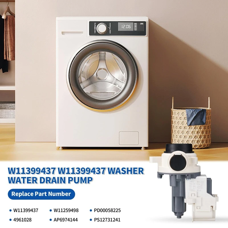 2025 جديد دبليو 11399437   ث 11259498   أجزاء مضخة تصريف الغسالة OEM 120 فولت 60 هرتز 1.2 أمبير لدوامة Maytag Kenmore