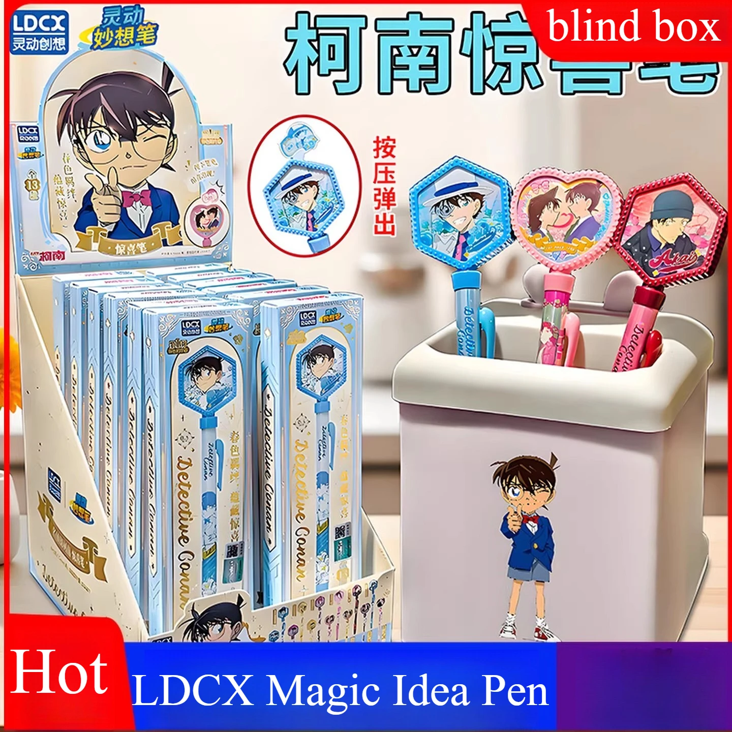 

Original LDCX Detective Conan Blind Box Gel Pen Sakura Bond Series Press Type Black Ink Pen Anime IP Stationery for Students