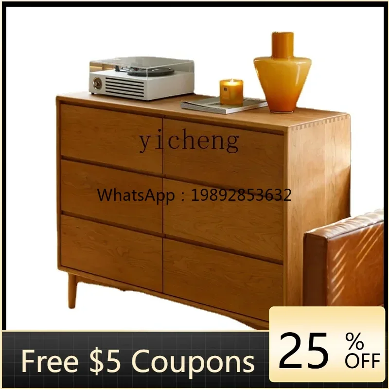 

XTC6 Chest of Six Drawers Cherrywood Nordic Oak Storage Modern Minimalist Bedroom Drawer Locker