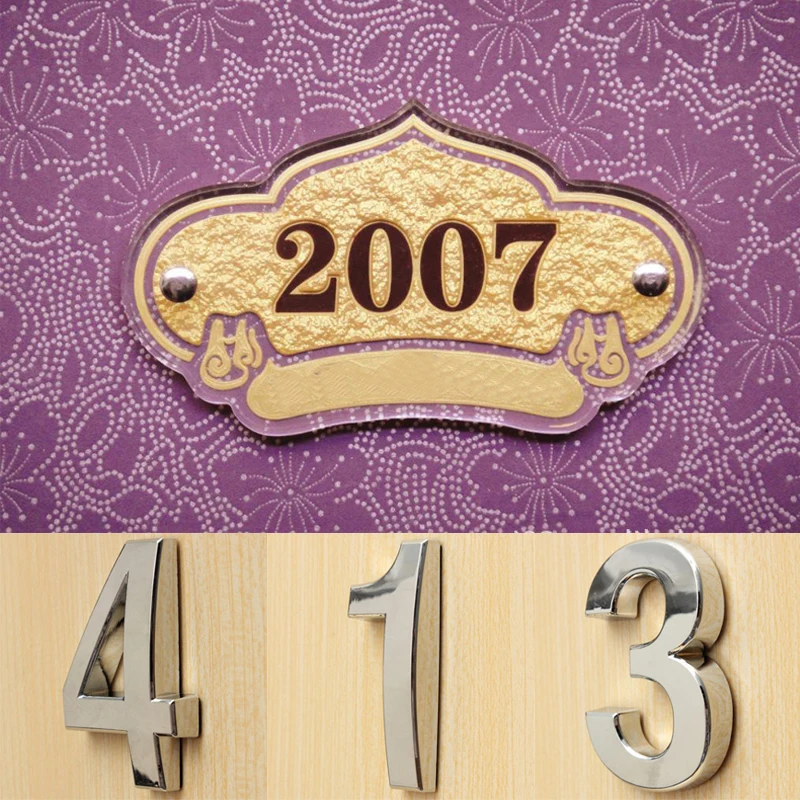 5cm Address Number Door Letters 3D Digits Numeral Plate Plaque Sign Sticker for Door Family Hotel Apartment Home Street