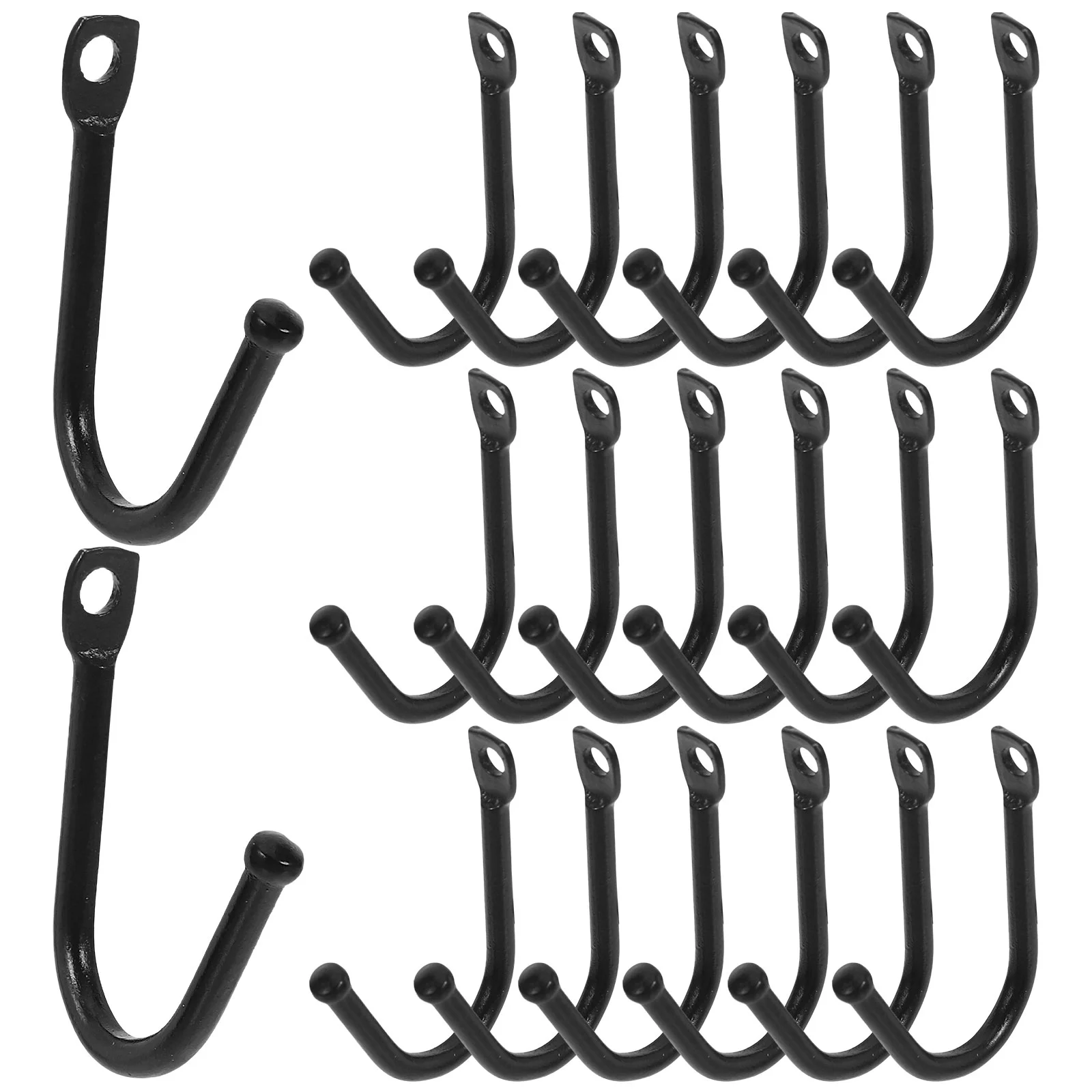 

20 Pcs Tool Storage Hook Hooks Wall Mount Wrought Iron Uneven Black for Hanging Heavy Duty