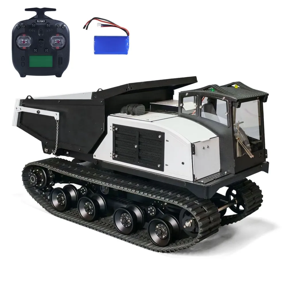 WKLC 1/14 Metal Hydraulic RC Dump Truck T14R Panther Crawler Tracked Tipper Construction Vehicle Light Sound System Flysky ST8  - view 3