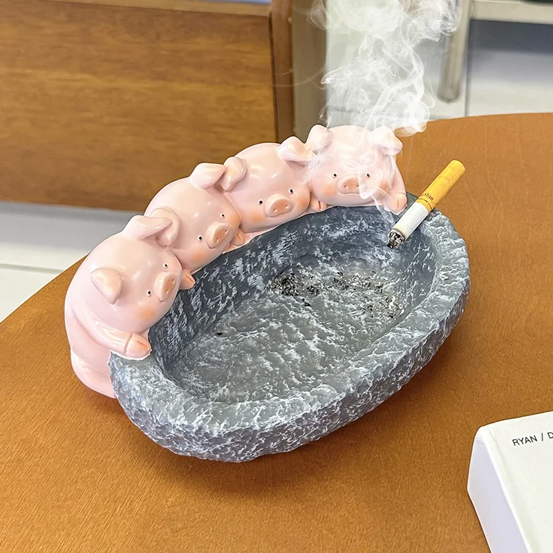

Ashtray creative personality trend anti fly ash household living room cute pig fashionable resin storage ornament
