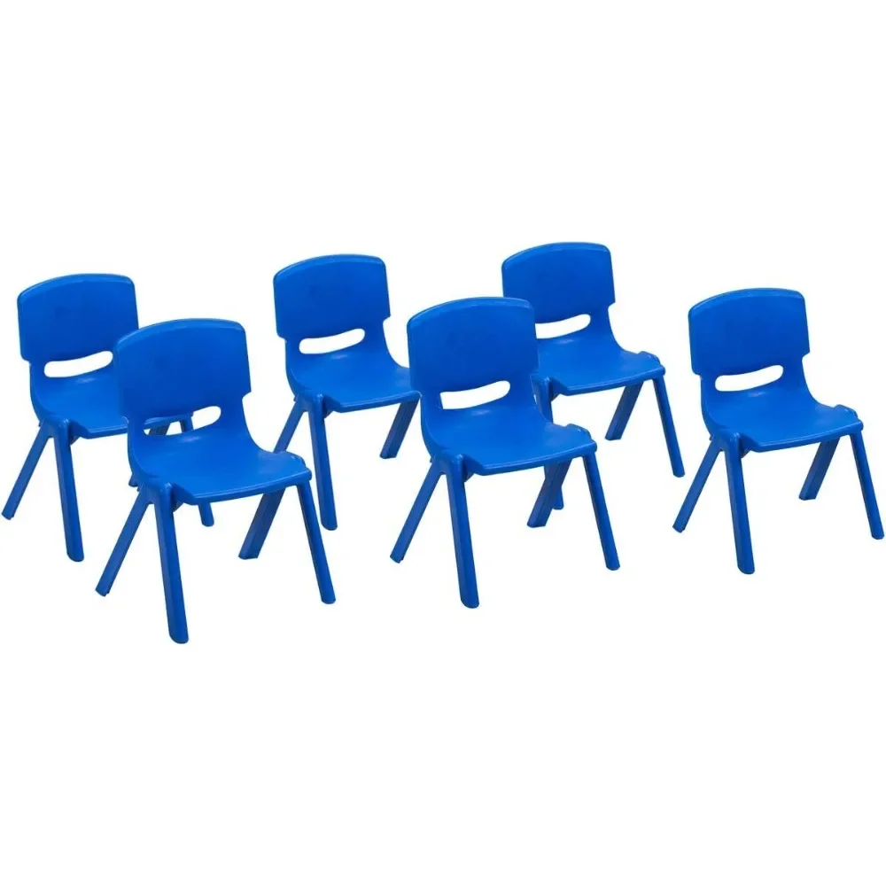 Plastic Stackable School Chairs, 6 Pack, Kids Learning Chairs with 11 inch Seat Height, Waterproof Children Chairs(6 Pack, Blue)
