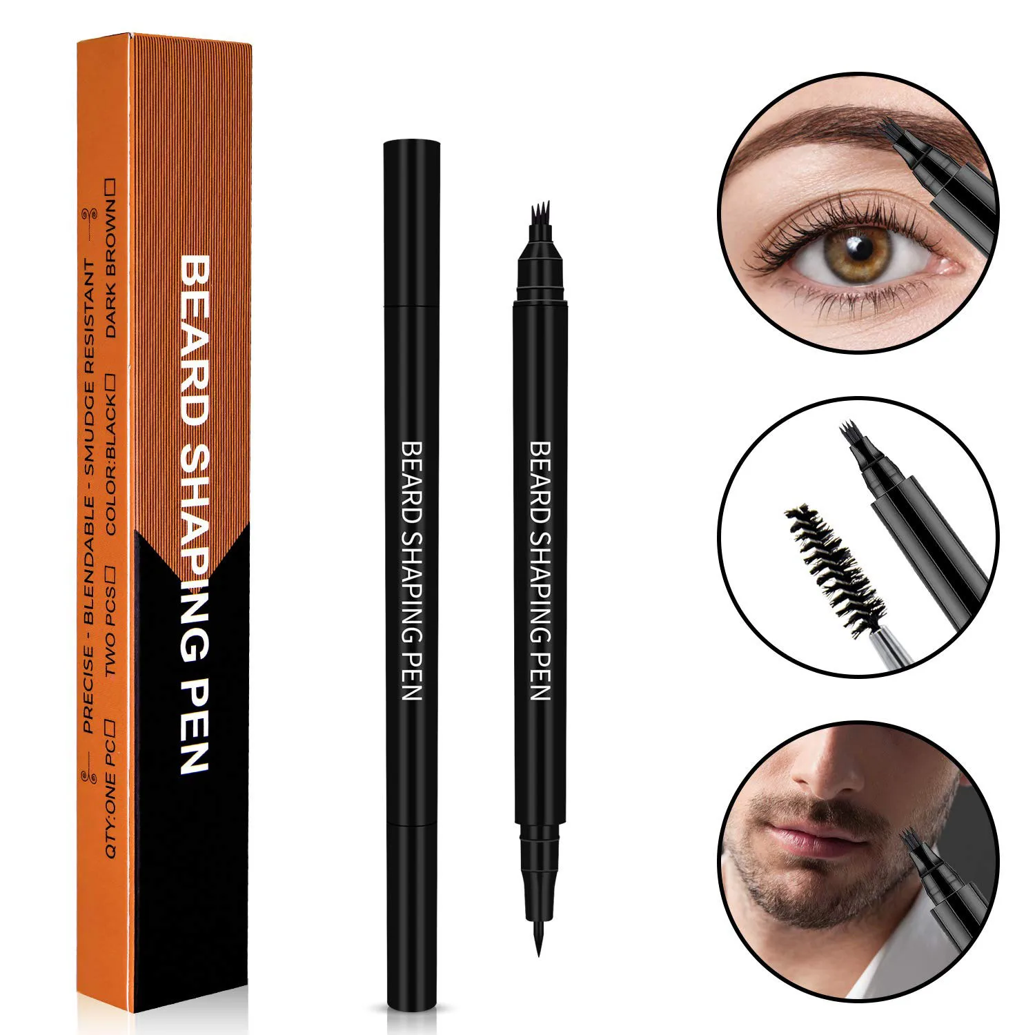 2-in-1 Waterproof Beard Pen Beard Filler Pencil And Brush Beard Enhancer Lasting Repair Moustache Coloring Shaping Tools
