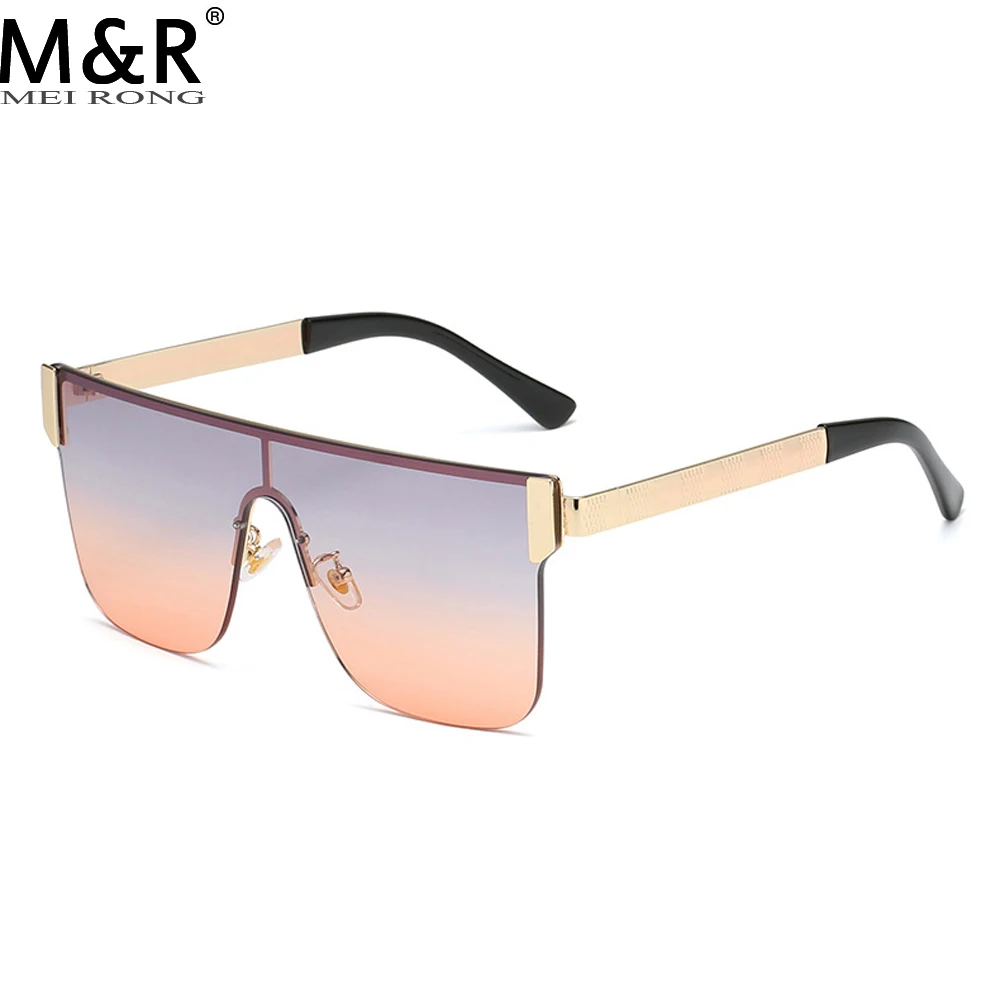 2024 Fashion New Men's Square Sunglasses Personalized Gradient Borderless Eyeglass Frame Outdoor Driving Sunscreen Metal Sunnies