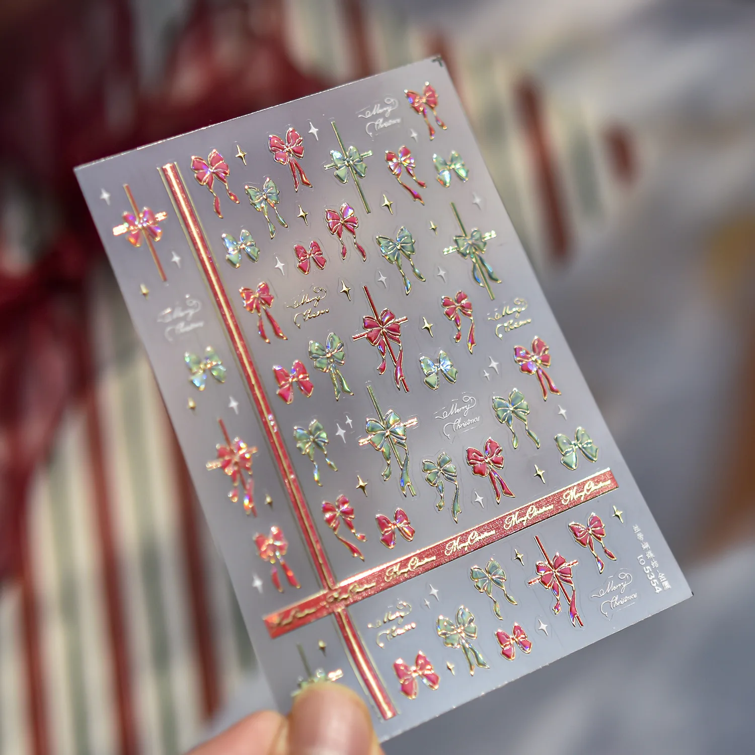 3D Merry Christmas Red Green Gift Bowknot Snowflake Castle High Quality Adhesive Nail Art Stickers Nail Art Decoration T-5354