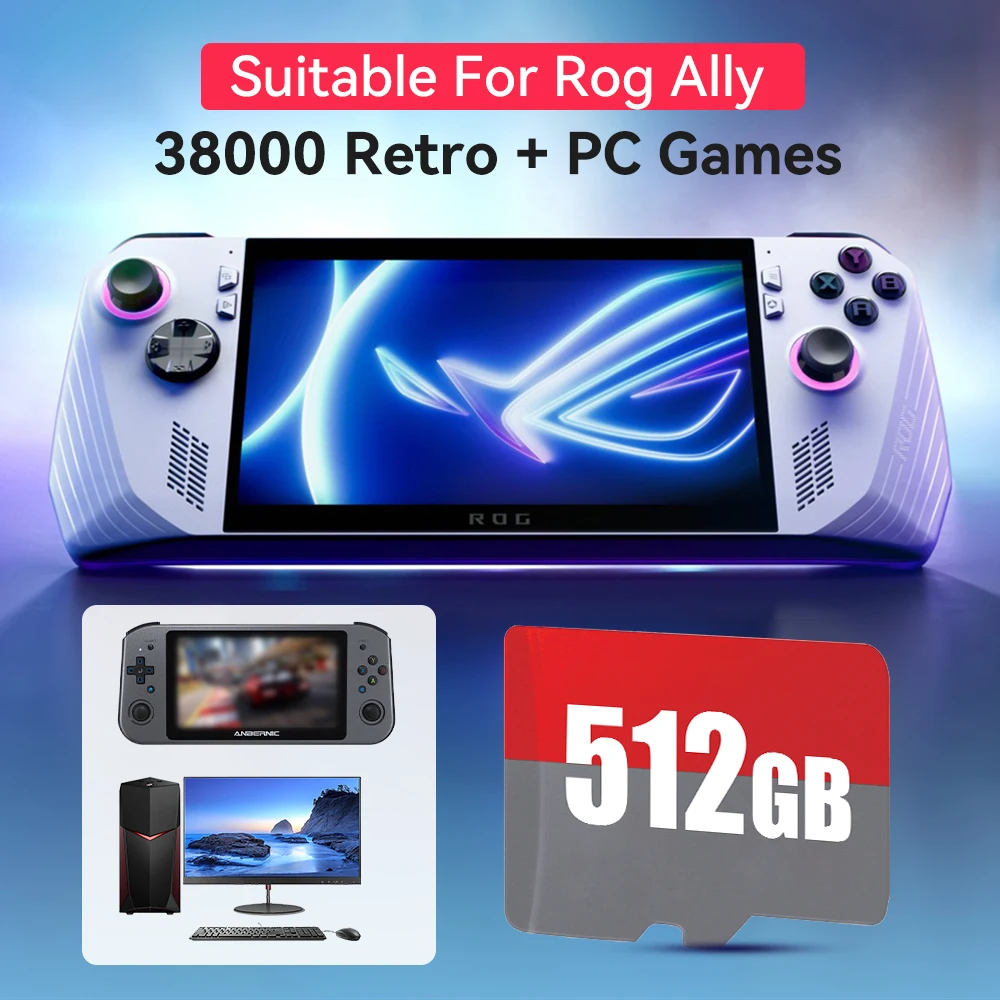 

Game/TF Card For Rog Ally Handheld Console With 38000 Retro Games + PC Games For MAME/SS/PS1/PS2/PS3/PSP/DC/N64/WII/WIIU/NES/NDS