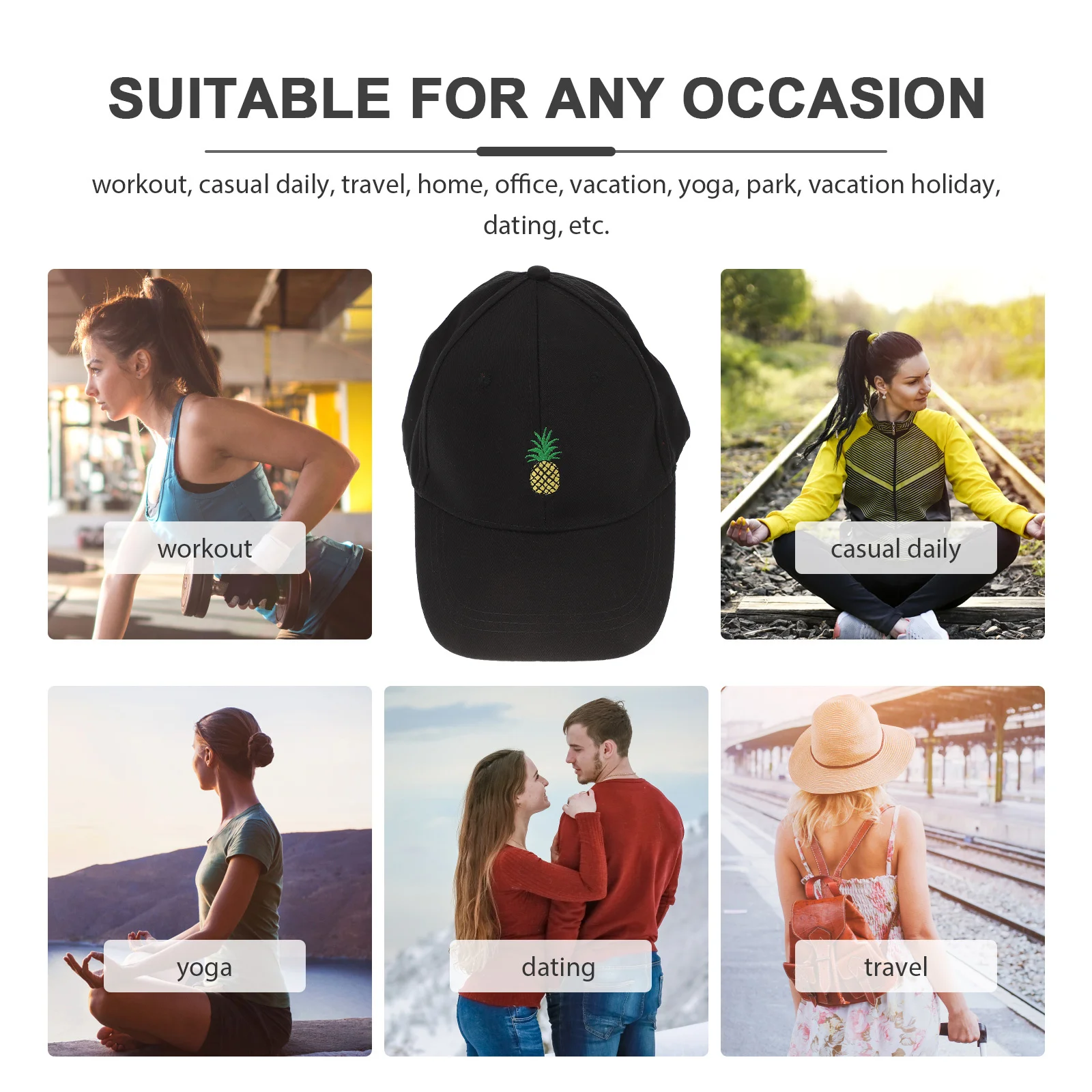 الأناناس التطريز حك القطن الأسود بلغت ذروتها قبعة البيسبول الانظار قابل للتعديل في الهواء الطلق قبعة الشمس الأناناس بلغت ذروتها