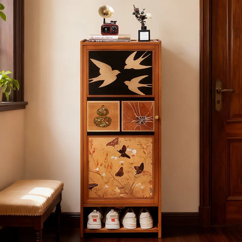 Medieval shoe cabinet integrated dust-proof shoe cabinet floor-to-ceiling multi-functional multi-layer storage shoe rack at the