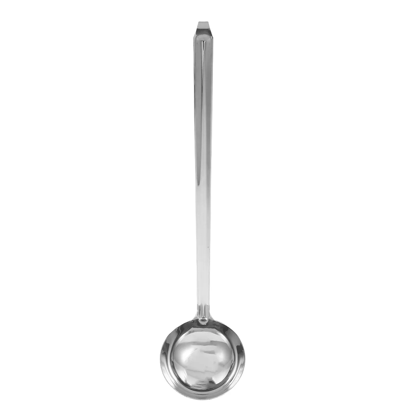 Cuchara para Sopa de Acero Inoxidable de 310 ml, Diseño Profundo y Grueso, Mango Largo con Gancho para Servir Sopa, Gachas, Salsas y para Hot Pot Asiático