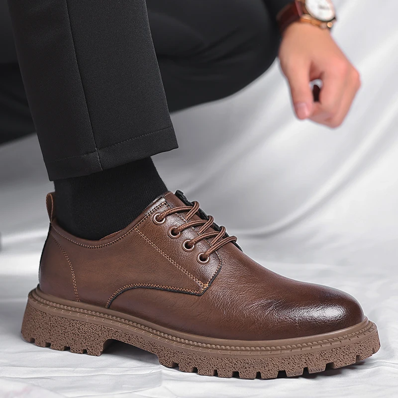 

Men Oxford Round Toe Shoes Casual Loafers Vulcanized Shoe Outdoor Lace-Up Business Wedding Party Formal Dress Cow Leather Shoes
