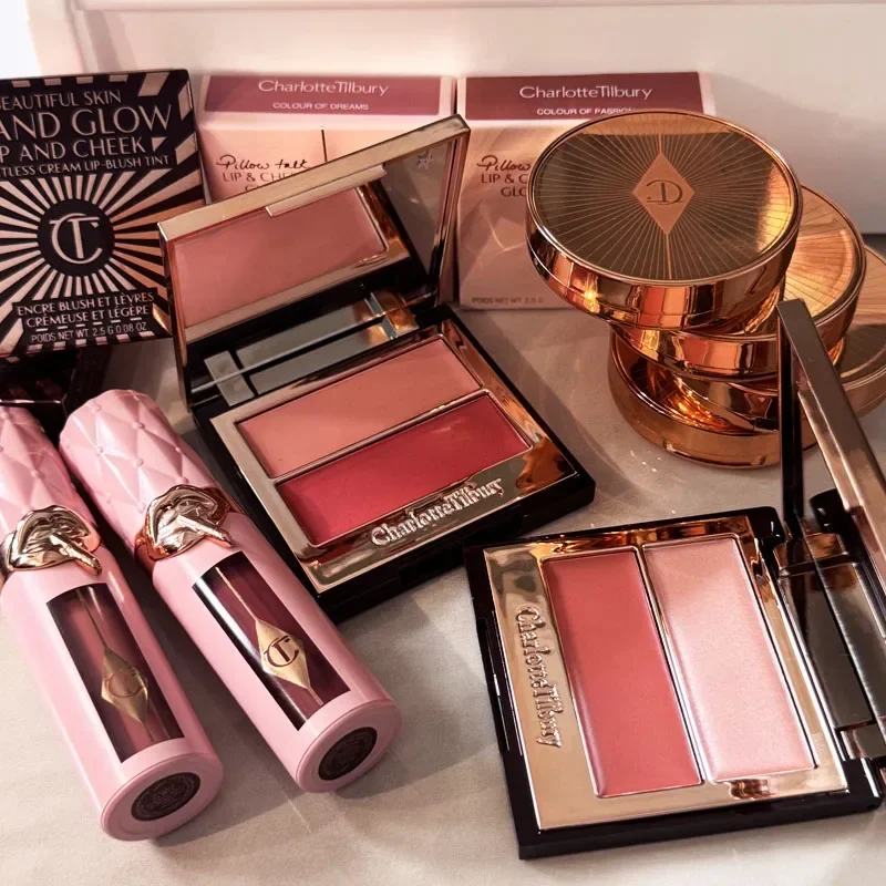 Charlotte Two-color Highlights Blusher Dish and Limited Edition Plumping Lip Gloss Hydrating Volumizing Tilbury Lip Cosmetics