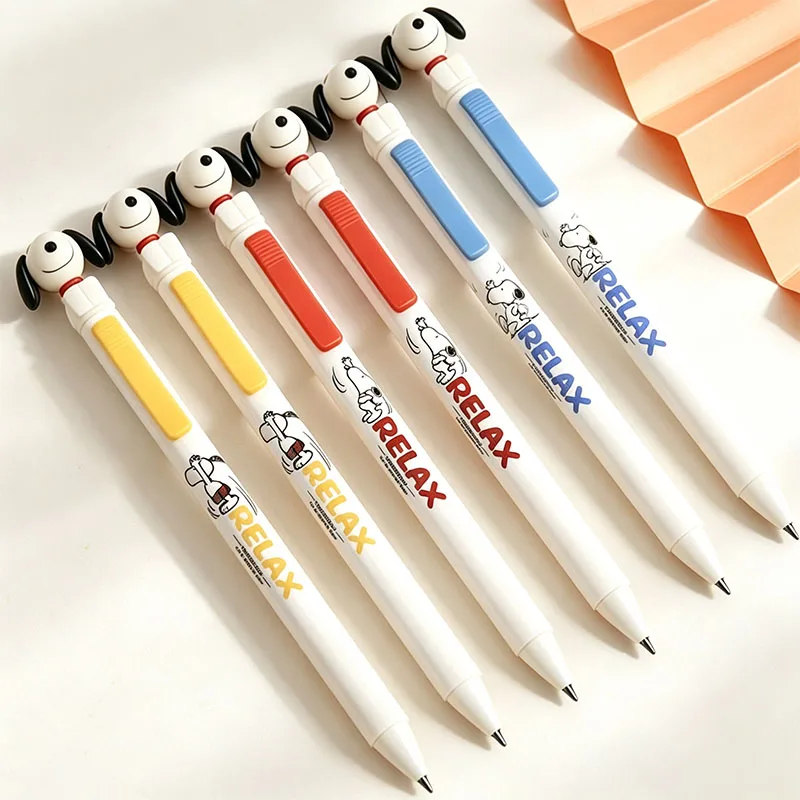 Snoopy Black Gel Pen Cartoon Pen Fast Drying Smooth Writing 0.5mm Decoration Cute Stationery Office Daily Stationery Gifts