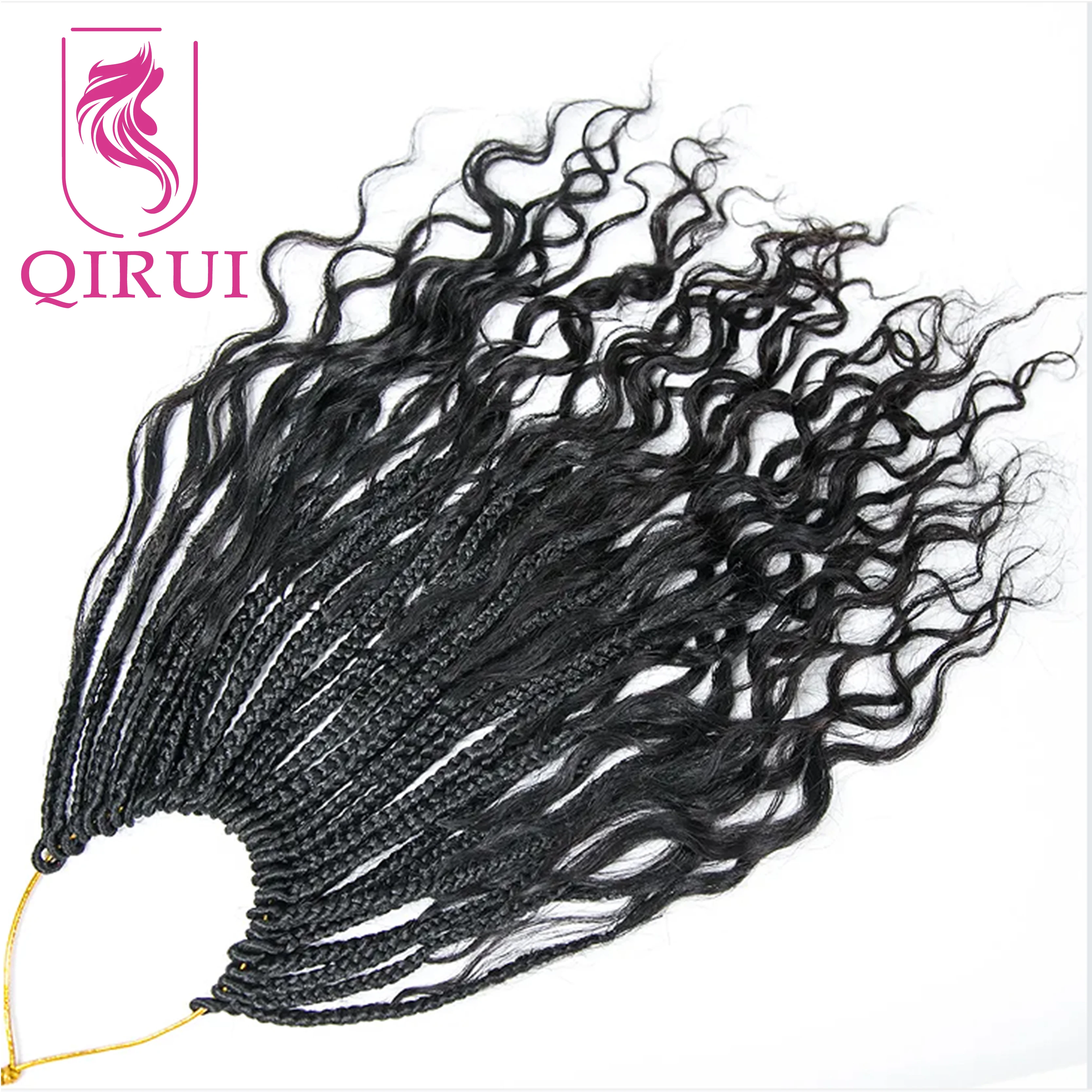 Crochet Braids Curly Hair Human Hair Curls 10inch Boho Box Braids Crochet Hair Pre-looped With Curly Ends Natural Color