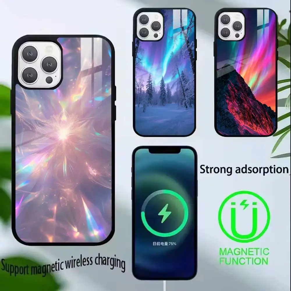 

Spectacular Aurora Aesthetic Phone Case For iPhone17,16,15,14,13,12,11 Plus,Pro Supports Magnetic Wireless Charging