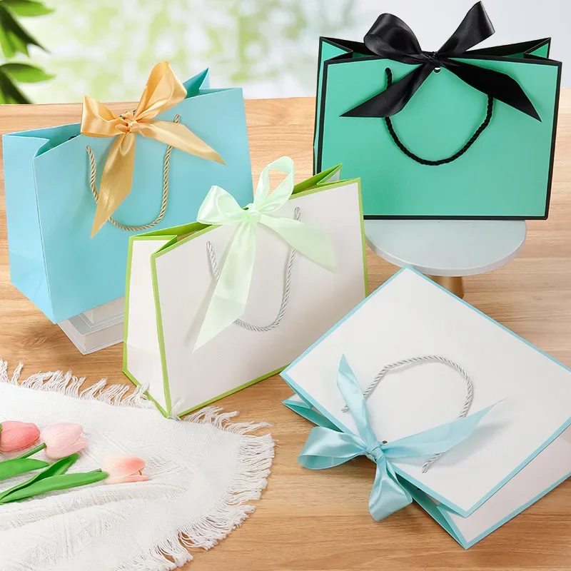 10pcs Gift Bag Paper Box With Ribbon Wedding Favors Baby Shower Valentines Birthday Party /Pajamas Clothes Wig Jewelry Packaging - view 5