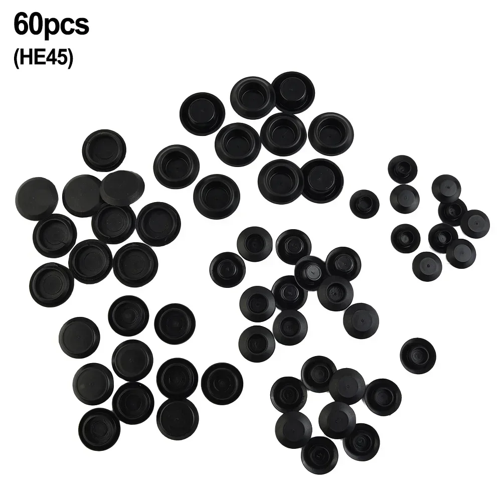 60x Car Flush Mount Plastic Hole Plug Assortment Auto Body Sheet Metal Pipe Hole Plug Covers Screw Cap Blanking End Covers
