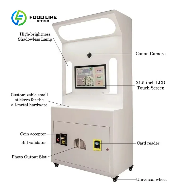 Customized Self-Service Photo Booth Machine Business Printer Kiosk Camera Compatibility Photo Vending Machine Print Function