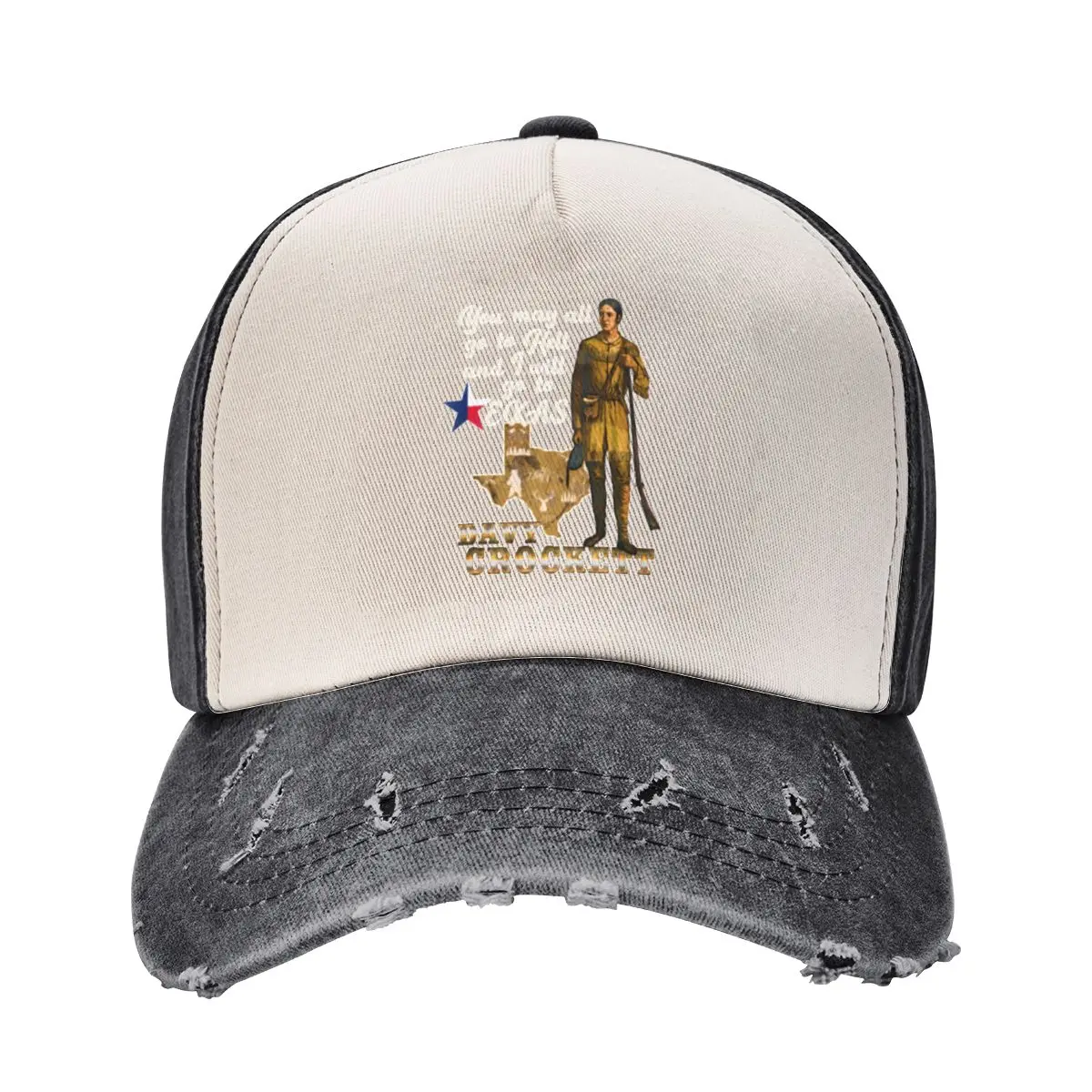 

You May All go to Hell and I will go to Texas Davy Crockett Character Illustration Baseball Cap Visor derby hat Woman Hats Men's