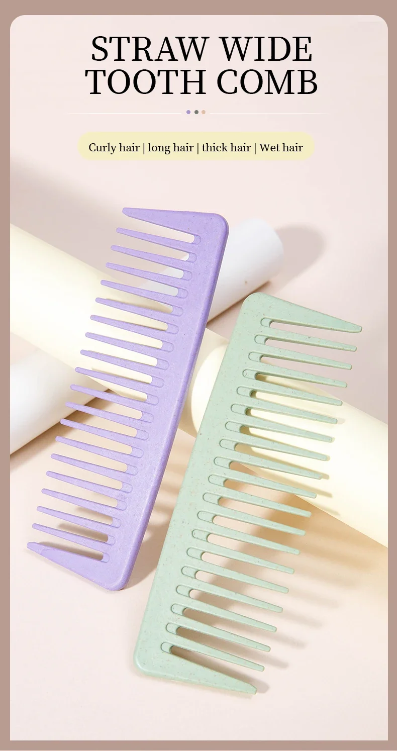 1pc Breite Zähne Kamm Anti-frizz Kopfhaut Massage Haarbürste Umweltfreundliche Weizen Stroh Pinsel Tragbare Haar Schönheit Styling werkzeuge – Detail 1