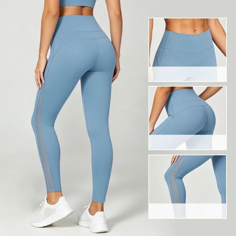Women Nylon Spandex High Waist Yoga Leggings Double‑Sided Naked Feel Butt Lifting No Camel Toe Fitness Pants