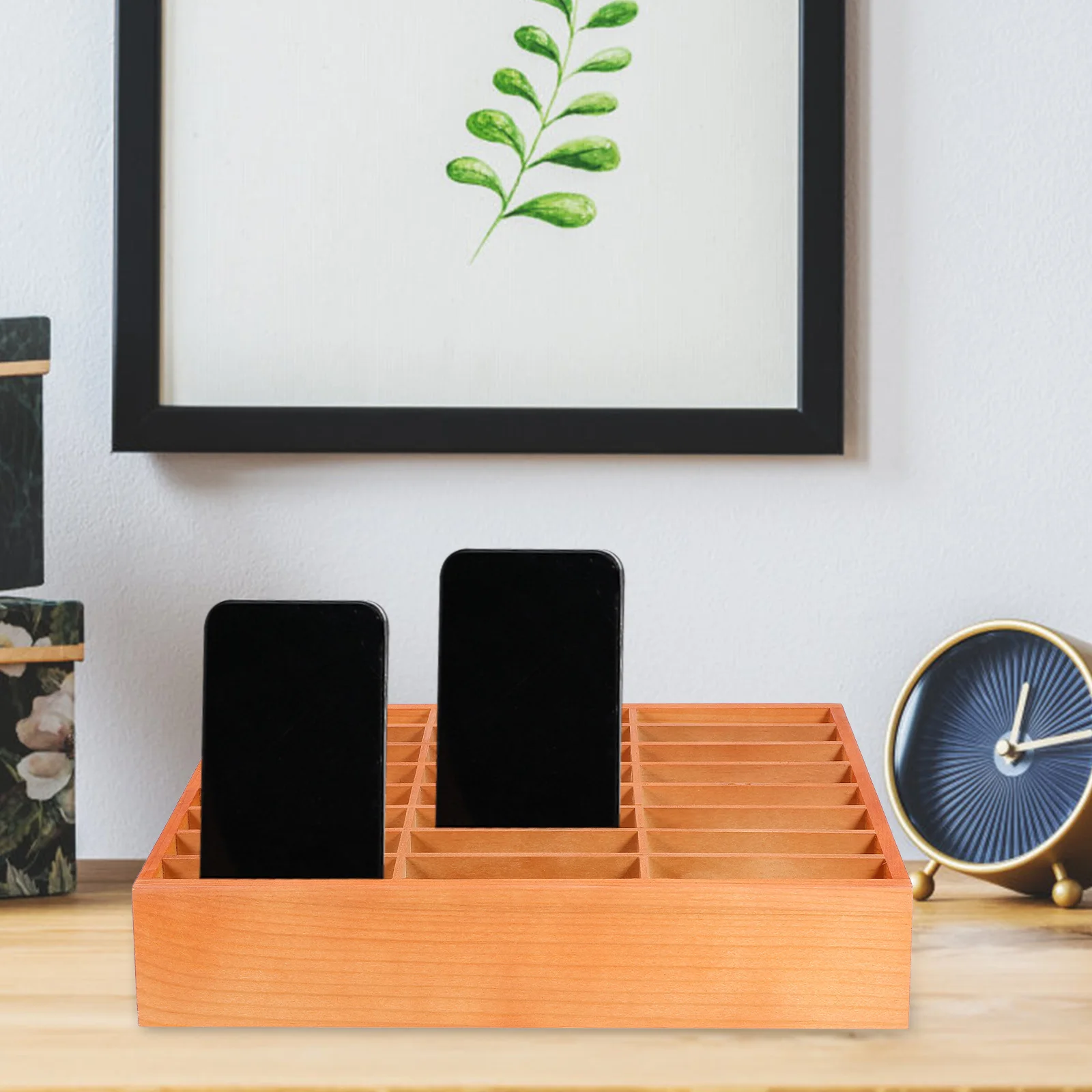 

Wooden Phone Storage Box 36 Compartments 30x27.5x11.5cm Retro Office School Classroom Organizer Mobile Holder Desktop Container