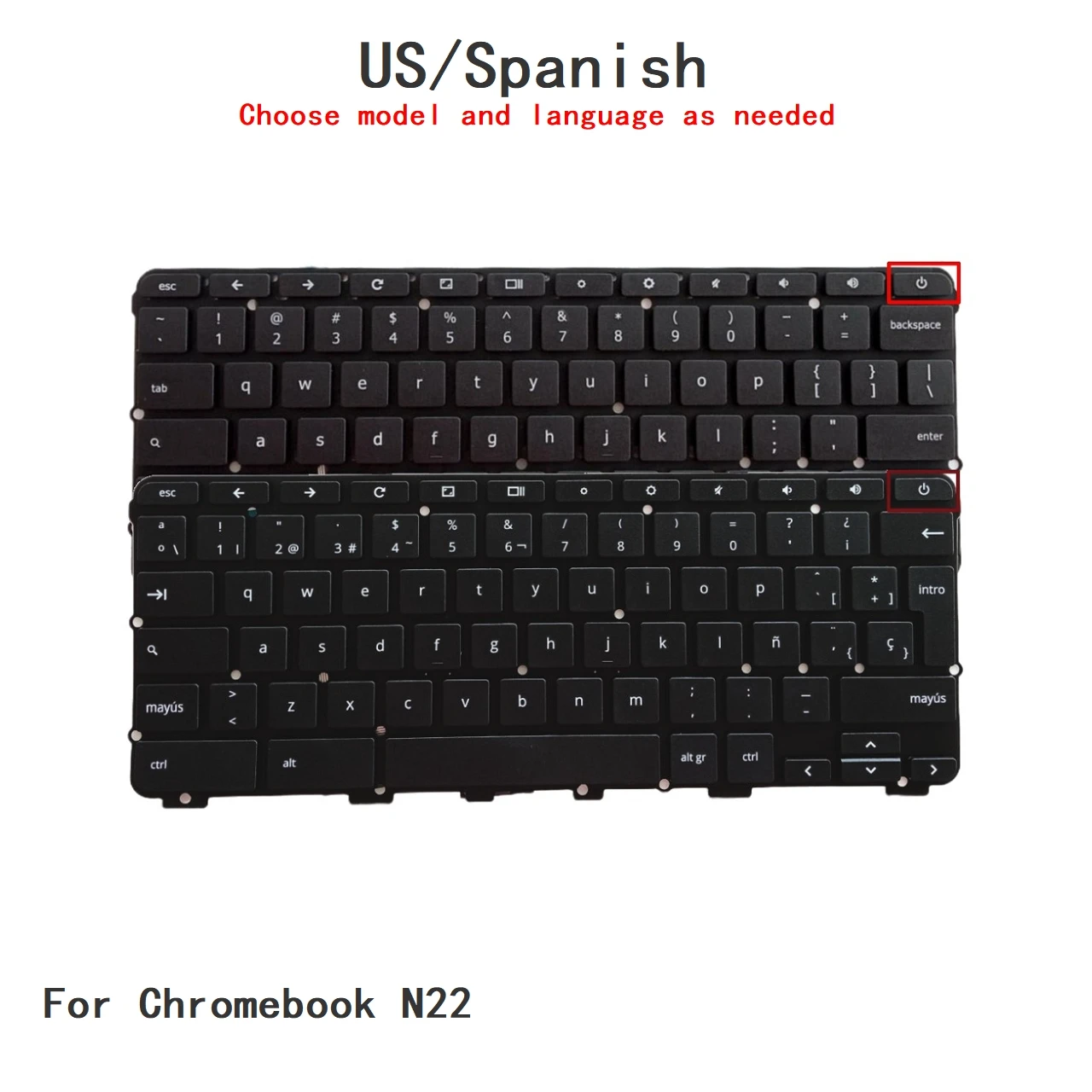 New US Spanish Language  Keyboard For Lenovo Chromebook N22 Notebook PC Replacement Keyboard