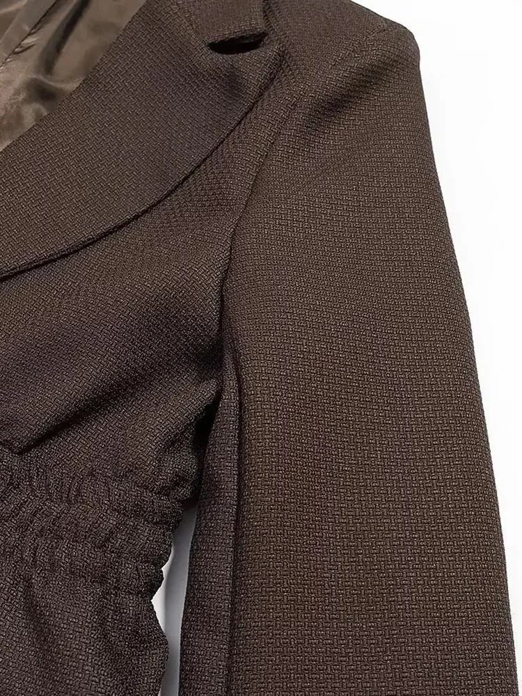 HH 2026 Frau Frühjahr Mode Lange Ärmel Revers Straffen Die Taille Blazer Weibliche Casual Pendeln Street Style Jacke