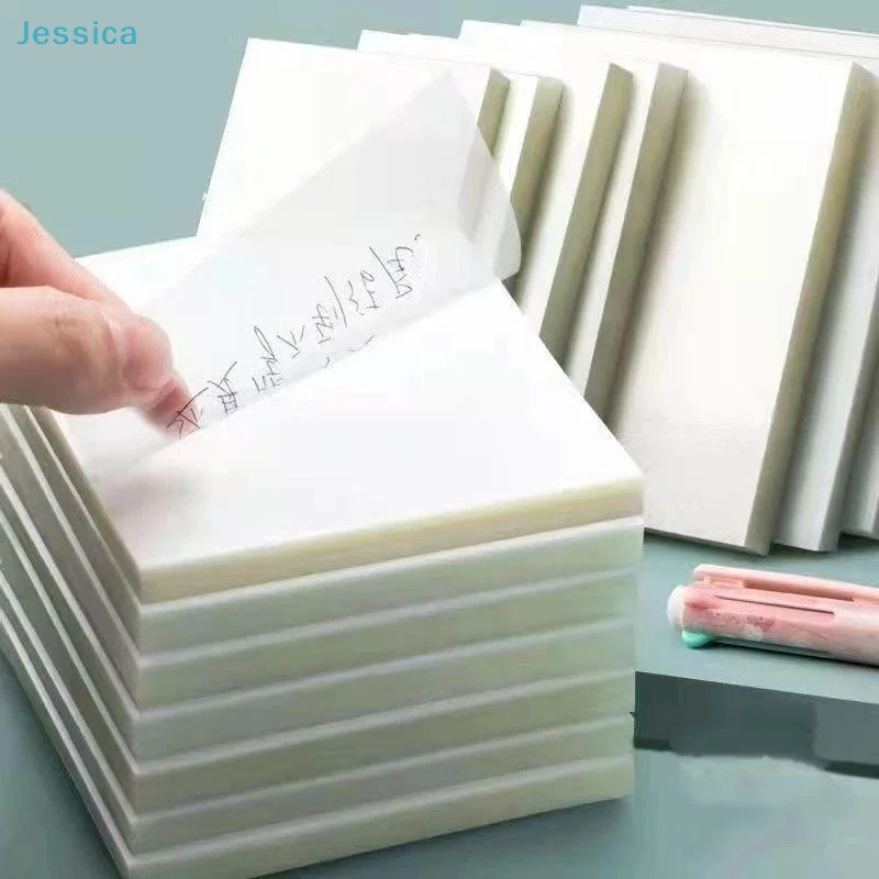 〔S〕50/100 Sheets Transparent Sticky Note Pads Waterproof Self-Adhesive Memo Notepad School Office Supplies Stationery