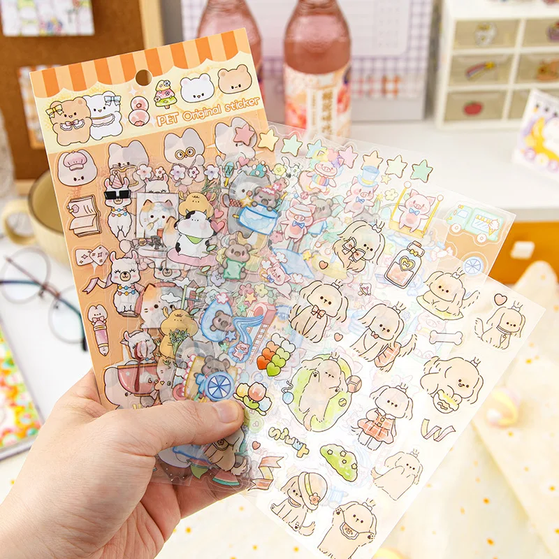 Cute Handbag Stickers Cartoon Children's PET Waterproof Decorative Water Cup Diary Stickers Ins Wind Handbag Stickers