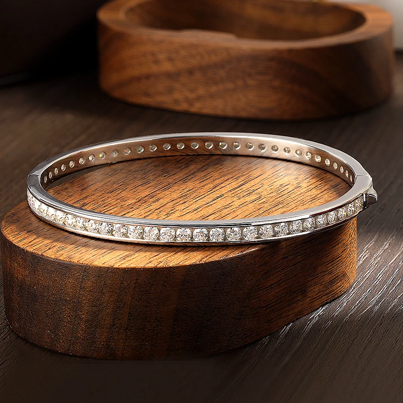 

HORRIPAL Full 2.5mm D VVS1 Moissanite Bangle Bracelets For Women 925 sterling Silver Sparkling Elegant Classic Fine Jewelry