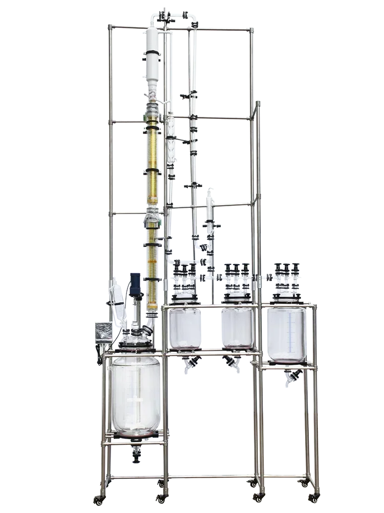 Cancun Laboratory Double Glass Reactor Distillation Column Vacuum Unit 2L 5L 10L 20L 30L 50L 100L