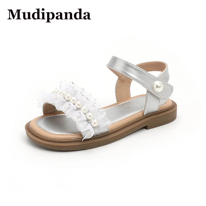 Girls' Sandals Children's Pearl Lace Princess  Baby Sandals For Girl New Summer Female Treasure Peeptoe Soft Soled Beach Shoes