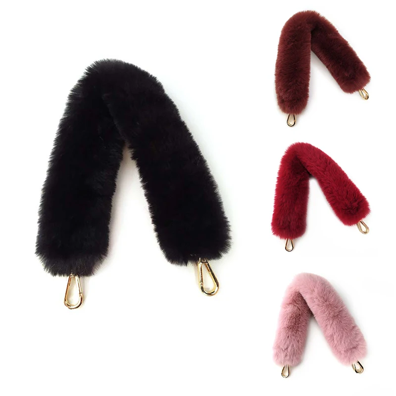 45CM Replacement Women Plush Bag Strap Shoulder Handbag Strap Belt Faux Fur Bag Belts Accessories Handbag Plush Decorative Chain