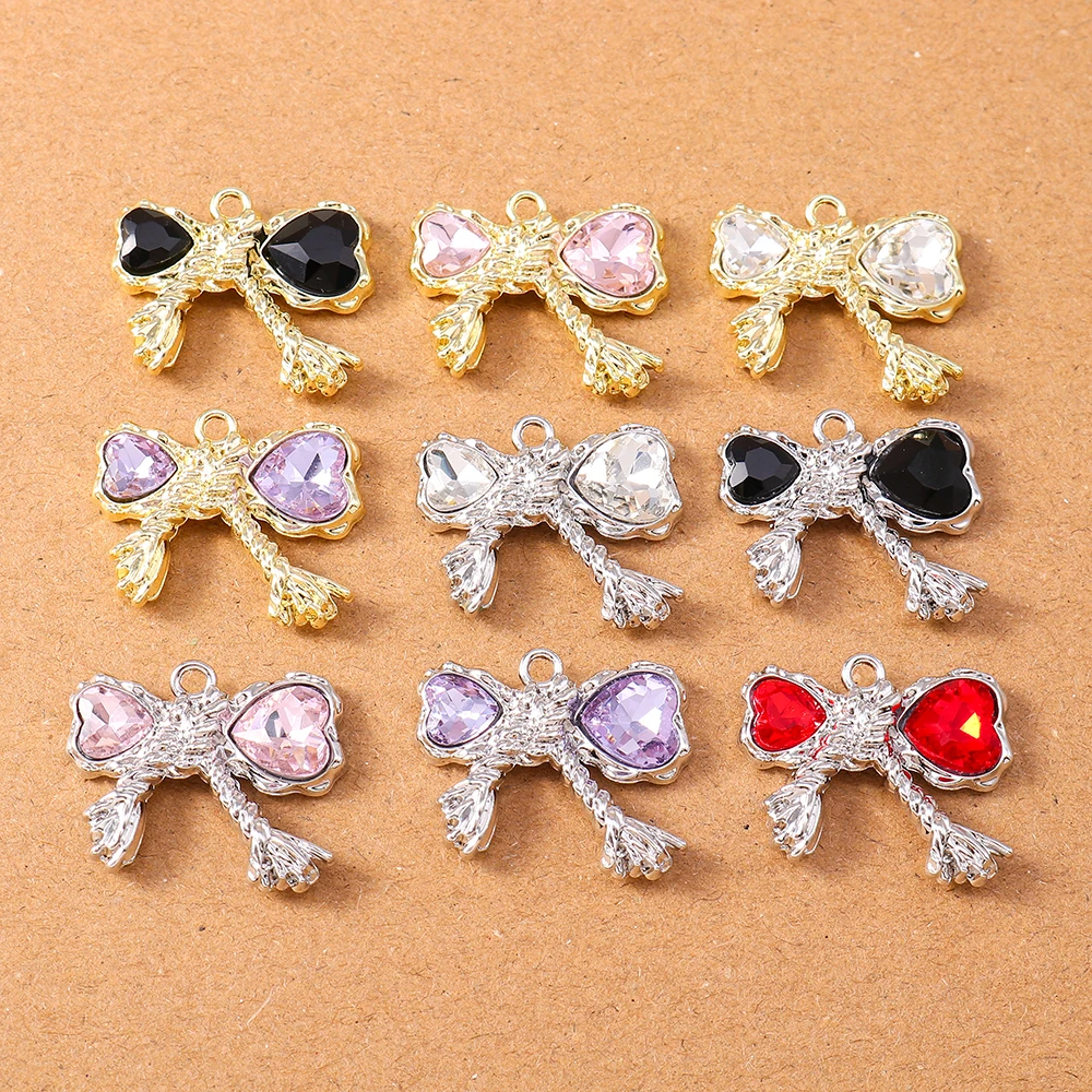 

5pcs Cute Crystal Bowknot Charms Pendants for Jewelry Making Earrings Necklace DIY Handmade Bracelet Accessories Supplies