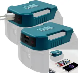 Adaptador de cargador USB Compatible con batería de iones de litio Makita de 18V, puerto de salida Dual con interfaz de carga USB tipo C (solo adaptador)