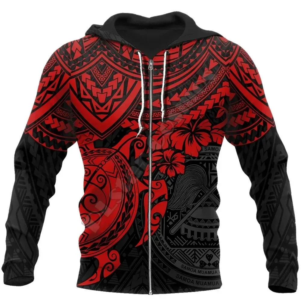 3D printed men's and women's hoodies funny streetwear polynesian tribal tattooed turtle Harajuku long-sleeved sweater