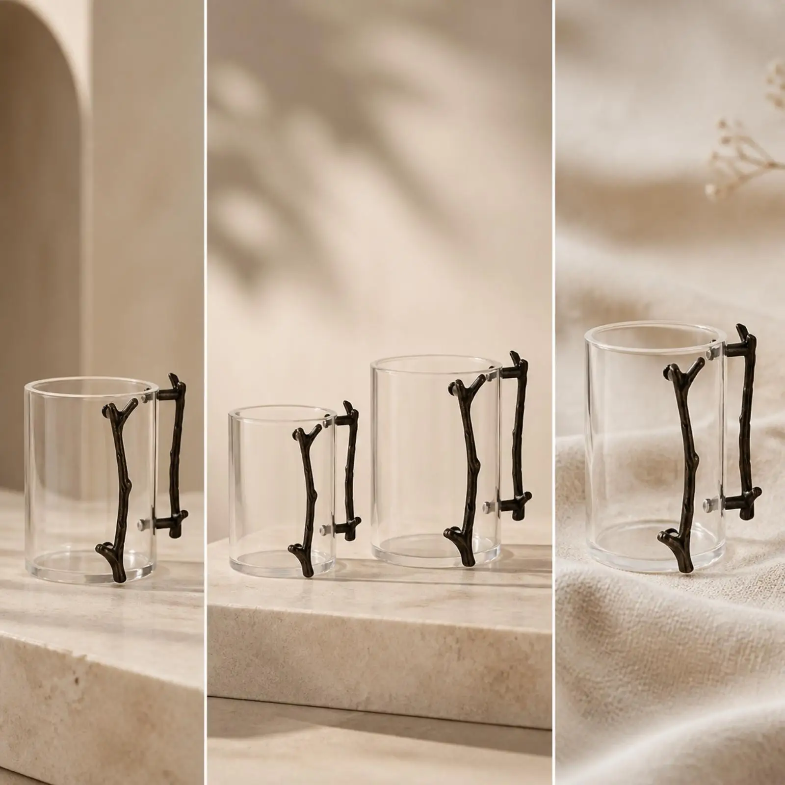 Translucent Ceremonial Washing Cup with Unique Tree Branch Grip for Religious Observance and Home